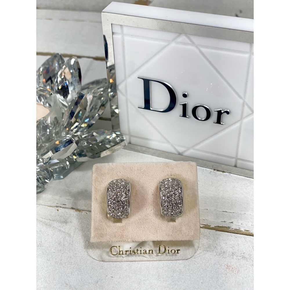 |TRADED| Dior Pave Crystal Clip On Earrings - Picture 2 of 6
